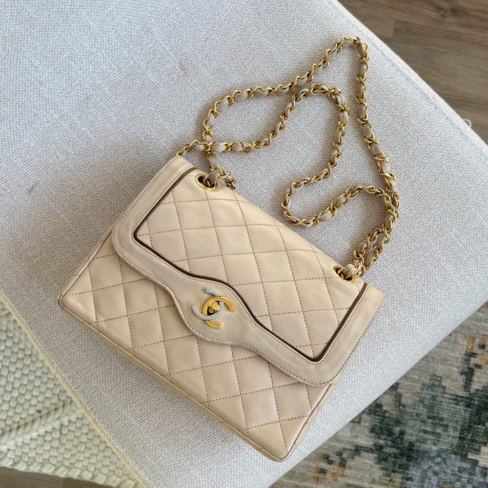 RARE Vintage CHANEL Classic Flap Bag Quilted Lambskin / CHANEL Double Flap Baf